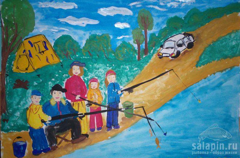 Мы всей семьёй на рыбалке на  Волге (Олеся Ломонос, 7 лет)
