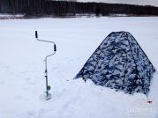 декабрь 2014, -16С и ветер, без палатки холодно, в планах приобрести что-нибудь более комфортное, но пока и это сильно спасает )))