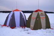Зимняя ловля с одной точки с двумя палатками выглядит примерно так :)